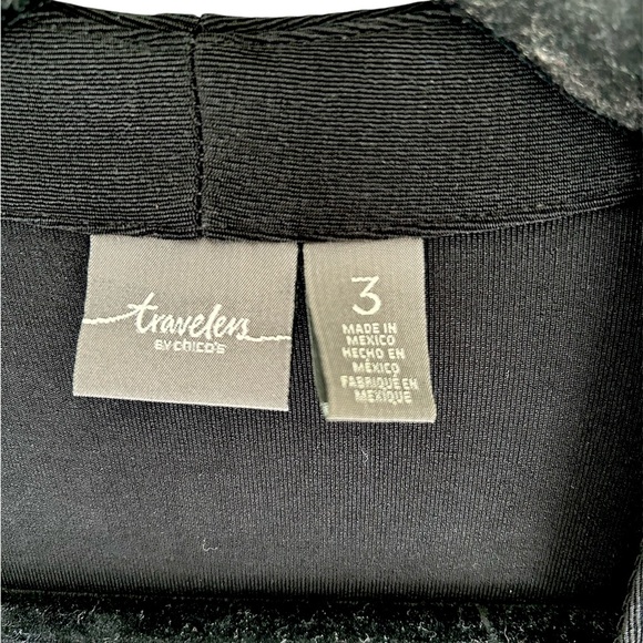 Chicos TRAVELERS Set Open Long Jacket & Capri pants SZ XL Black - Picture 4 of 8